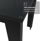 Conjunto Sala de Jantar Mesa Tampo de Vidro 6 Cadeiras Rustic/Preto/Oxford Odara Madesa