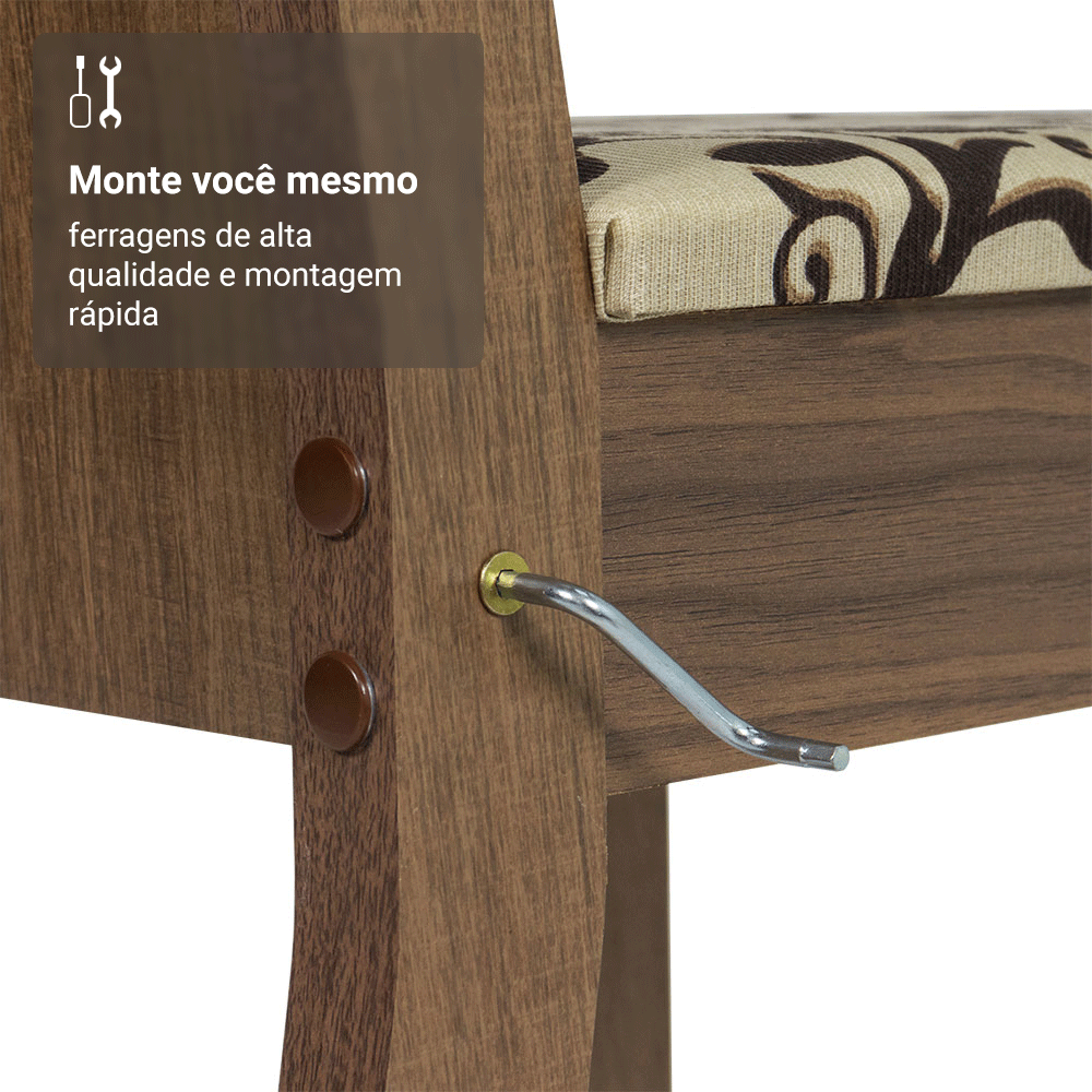 Conjunto Sala de Jantar Cereja Mesa Tampo de Vidro 6 Cadeiras Rustic/Crema/Bege Marrom Madesa