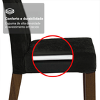 Conjunto Sala de Jantar Tampo com Vidro 6 Cadeiras Rustic/Preto/Oxford Dinan Madesa