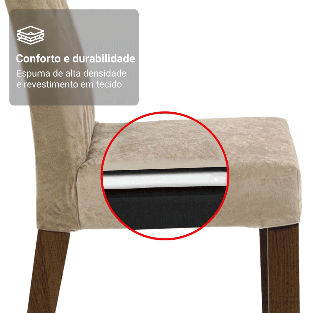 Conjunto Sala de Jantar Tampo com Vidro 6 Cadeiras Rustic/Imperial Pienza Madesa