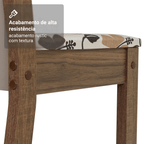 Conjunto Sala de Jantar Mesa Tampo de Madeira 8 Cadeiras Rustic/Crema/Hibiscos Marisa Madesa