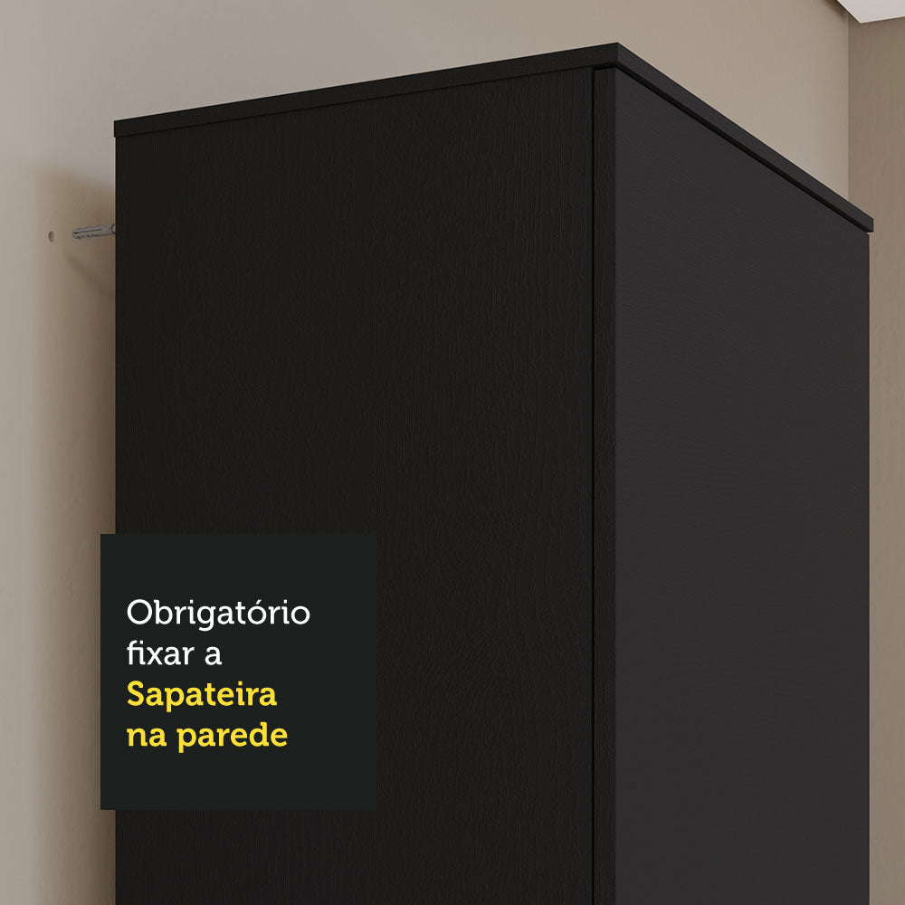 Armário Multiuso 60 cm 1 porta Preto Madesa