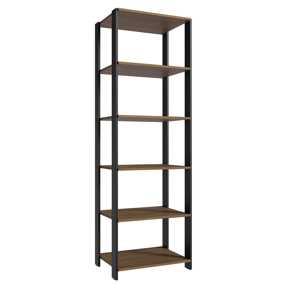 Armário Estante Multiuso Organizador 5 Prateleiras 59cm Rustic/Preto Madesa