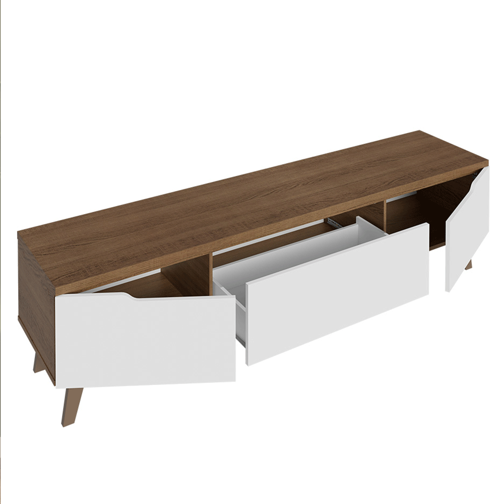 Rack para TV até 80 Polegadas 180 cm 2 Portas 1 Gaveta Rustic/Branco Nilo Madesa