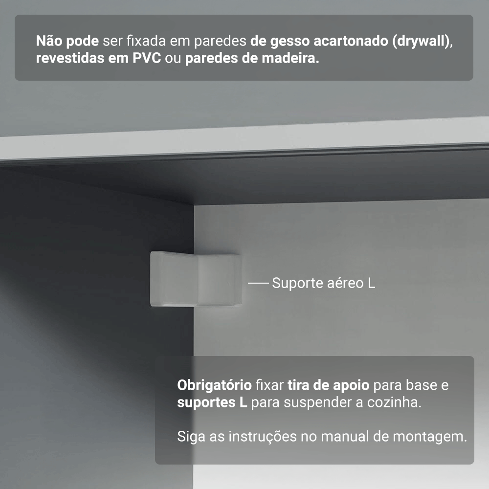 Balcão 80 cm 2 Portas Suspenso Cinza Nice Madesa