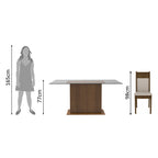 Conjunto Sala de Jantar Madesa Atlanta Mesa Tampo de Vidro com 6 Cadeiras Rustic/Crema/Sintético Bege