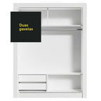 Guarda-Roupa Solteiro Madesa Dallas 2 Portas de Correr 2 Gavetas Branco