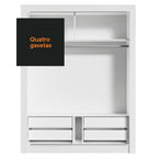Guarda-Roupa Solteiro Madesa Dallas Plus 2 Portas de Correr 4 Gavetas Branco