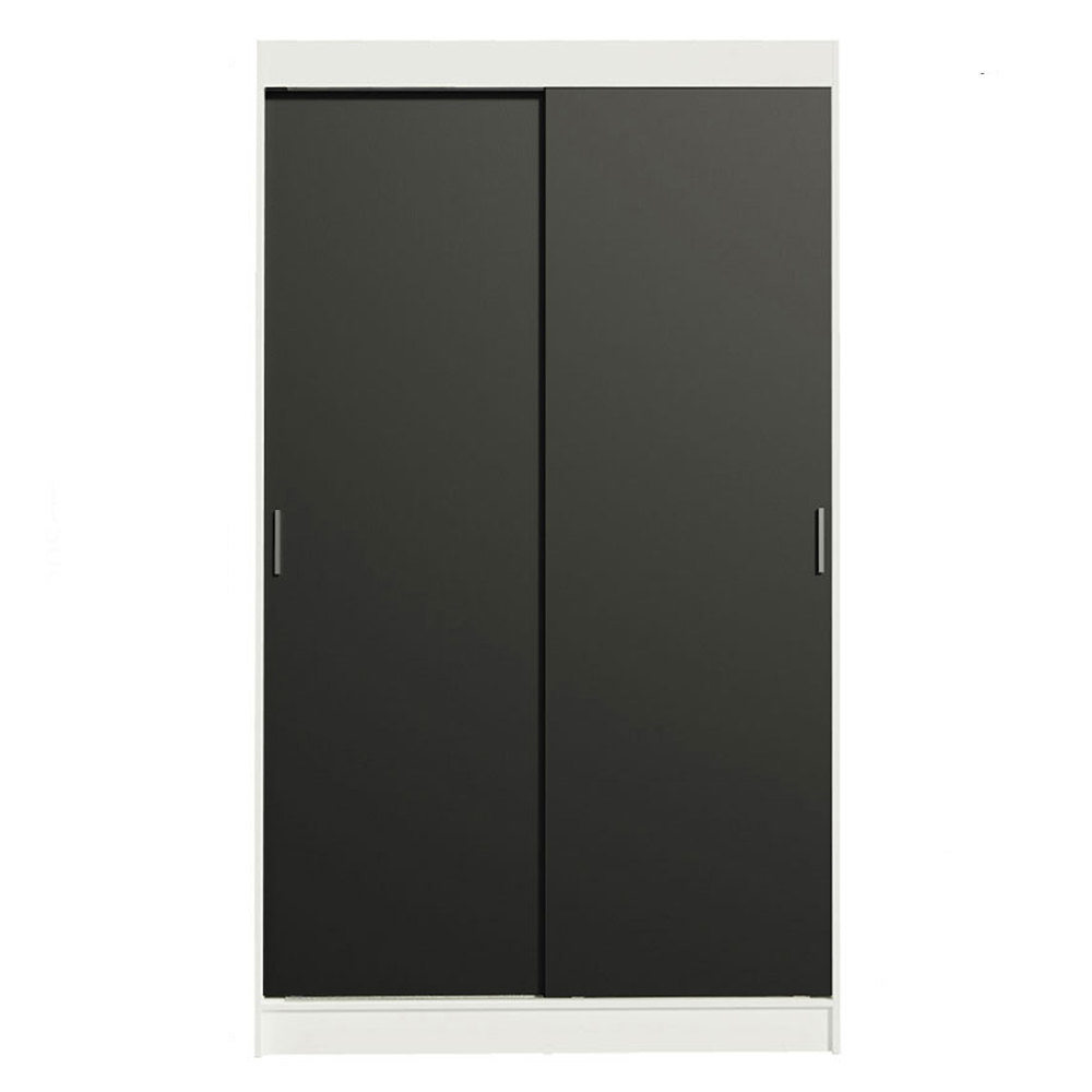 Guarda-Roupa Solteiro Madesa Tokio 2 Portas de Correr 2 Gavetas Branco/Preto