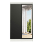 Guarda-Roupa Solteiro Madesa Tokio 2 Portas de Correr com Espelho 2 Gavetas Branco/Preto