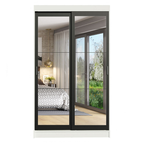 Guarda-Roupa Solteiro Madesa Tokio 2 Portas de Correr de Espelho 2 Gavetas Branco/Preto