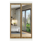 Guarda-Roupa Solteiro Madesa Tokio 2 Portas de Correr de Espelho 2 Gavetas Branco/Rustic