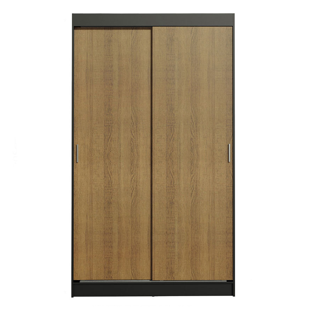 Guarda-Roupa Solteiro Madesa Tokio 2 Portas de Correr 2 Gavetas Preto/Rustic