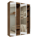 Guarda-Roupa Solteiro 4 Portas Batentes com Espelhos Rustic/Branco/Rustic Venus Madesa