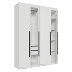 Guarda-Roupa Solteiro 4 Portas Batentes Branco/Branco/Preto Venus Madesa