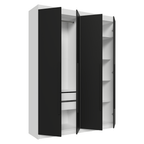 Guarda-Roupa Solteiro 4 Portas Batentes Branco/Preto/Preto Venus Madesa