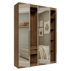 Guarda-Roupa Solteiro 4 Portas Batentes com Espelhos Rustic/Crema/Rustic Venus Madesa