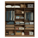 Guarda-Roupa Casal 6 Portas Batentes com Espelho Rustic/Branco/Rustic Venus Madesa