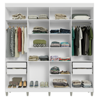 Guarda-Roupa Casal com Pés 8 Portas Batentes Branco/Branco/Preto Venus Madesa