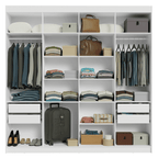 Guarda-Roupa Casal 8 Portas Batentes com Espelho Branco/Preto/Preto Venus Madesa