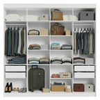 Guarda-Roupa Casal 8 Portas Batentes com Espelho Branco/Preto/Preto Venus Madesa
