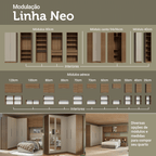 Guarda-Roupa Modulado 1 Porta 5 Nichos Rustic/Crema Neo Madesa