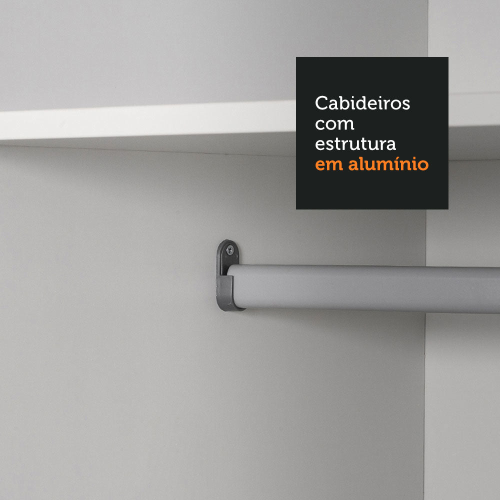 Guarda-Roupa Casal Madesa Istambul 3 Portas de Correr com Espelho 3 Gavetas Branco/Rustic