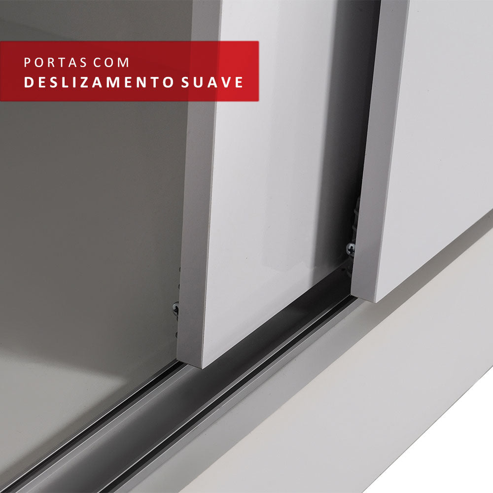 Guarda-Roupa Casal 100% MDF Madesa Eros 3 Portas de Correr com Espelhos Branco