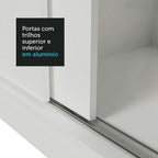 Guarda-Roupa Casal 3 Portas de Correr de Espelho Branco Nobre Madesa