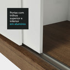 Guarda-Roupa Casal 3 Portas de Correr com Espelhos 2 Gavetas Rustic/Branco Sublime Madesa