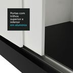 Guarda-Roupa Casal 3 Portas de Correr Preto/Branco Sublime Madesa
