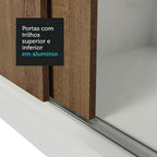 Guarda-Roupa Casal 3 Portas de Correr com Espelho Branco/Rustic Nobre Madesa