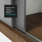 Guarda-Roupa Casal 3 Portas de Correr com Espelho 2 Gavetas Rustic/Cinza Sublime Madesa