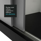 Guarda-Roupa Casal 3 Portas de Correr com Espelhos Preto/Cinza Nobre Madesa