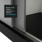 Guarda-Roupa Casal 3 Portas de Correr Preto/Cinza Sublime Madesa