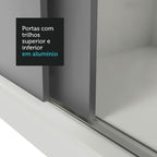 Guarda-Roupa Solteiro 2 Portas de Correr 4 Gavetas Branco/Cinza Vivare Plus Madesa