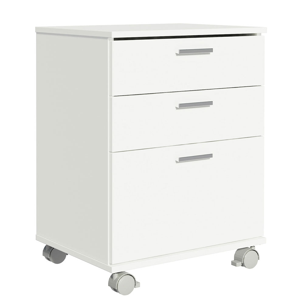Gaveteiro Organizador para Escritório 3322 Madesa 3 Gavetas com Rodinhas Branco