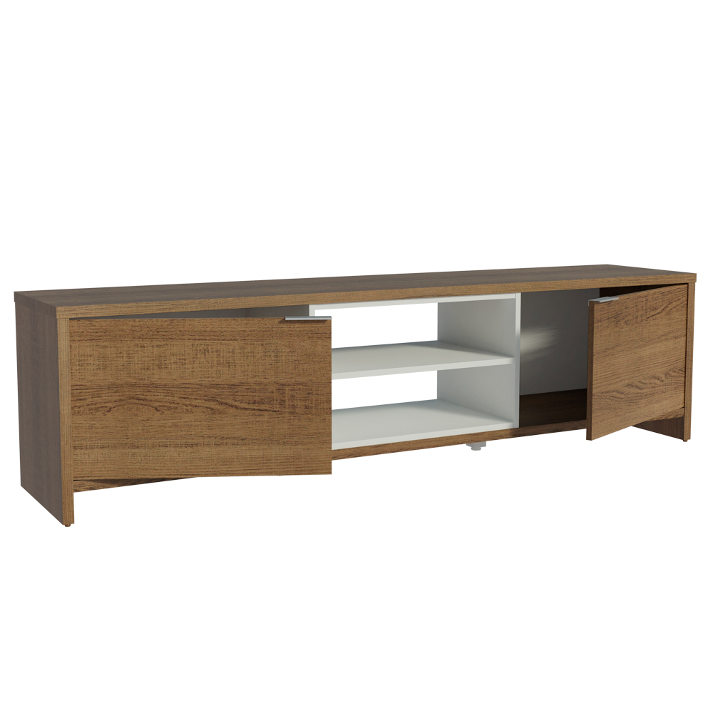 Rack para TV até 75 Polegadas Madesa Metz 180 cm 2 Portas Rustic/Branco