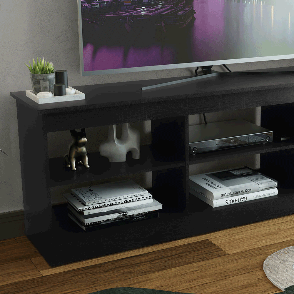 Rack para TV até 80 Polegadas Madesa 6928 com 6 Nichos Preto PO