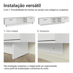 Rack Suspenso para TV até 80 Polegadas 218 cm 2 Portas Branco Agata Madesa