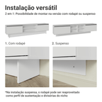 Rack Suspenso para TV até 80 Polegadas 218 cm 2 Portas Branco Glamy Madesa