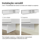 Rack Suspenso para TV até 80 Polegadas 218 cm 2 Portas Branco Stella Madesa