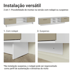Rack Suspenso para TV até 80 Polegadas 218 cm 2 Portas Branco/Crema Agata Madesa