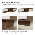 Rack para TV até 80 Polegadas 218 cm 2 Portas Rustic/Branco Glamy Madesa
