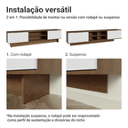 Rack para TV até 80 Polegadas 218 cm 2 Portas Rustic/Branco Stella Madesa