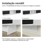 Rack Suspenso para TV até 80 Polegadas 218 cm 2 Portas Branco/Preto Agata Madesa