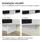 Rack Suspenso para TV até 80 Polegadas 218 cm 2 Portas Branco/Preto Glamy Madesa