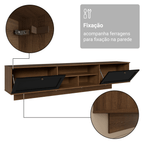 Rack Suspenso para TV até 80 Polegadas 218 cm 2 Portas Rustic/Preto Vik Madesa