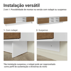 Rack Suspenso para TV até 80 Polegadas 218 cm 2 Portas Branco/Rustic Stella Madesa
