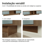 Rack Suspenso para TV até 80 Polegadas 218 cm 2 Portas Rustic/Cinza Lux Madesa